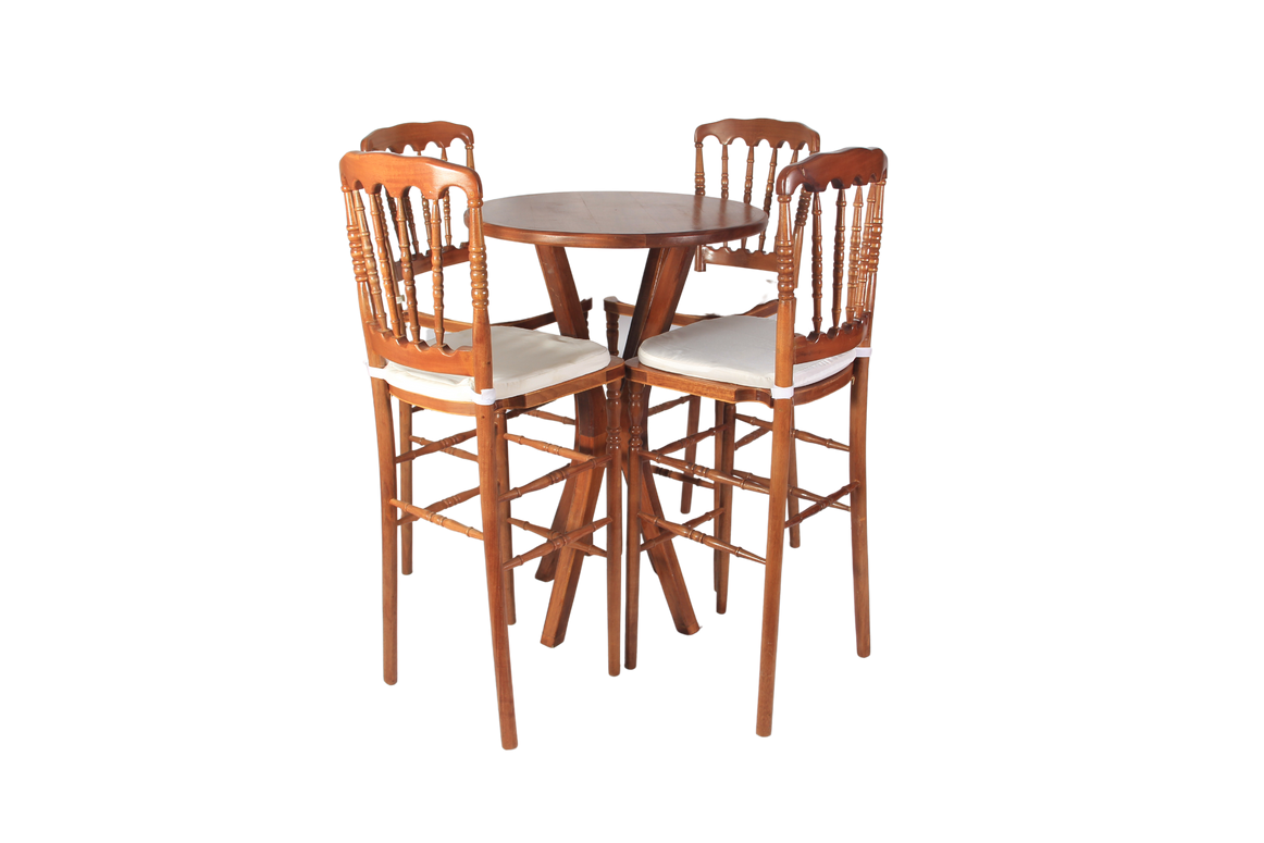 Base Cruzada com Banqueta Imbuia (Acento Bege)