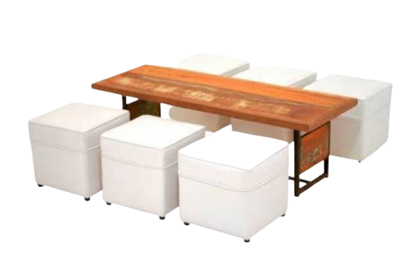 Conjunto Tampo de Demolição com Puffs Brancos