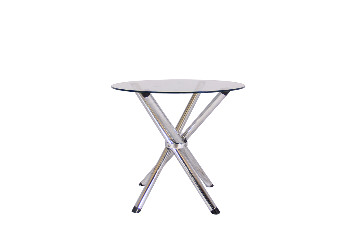 Mesa Boate Base Inox Tampo de Vidro